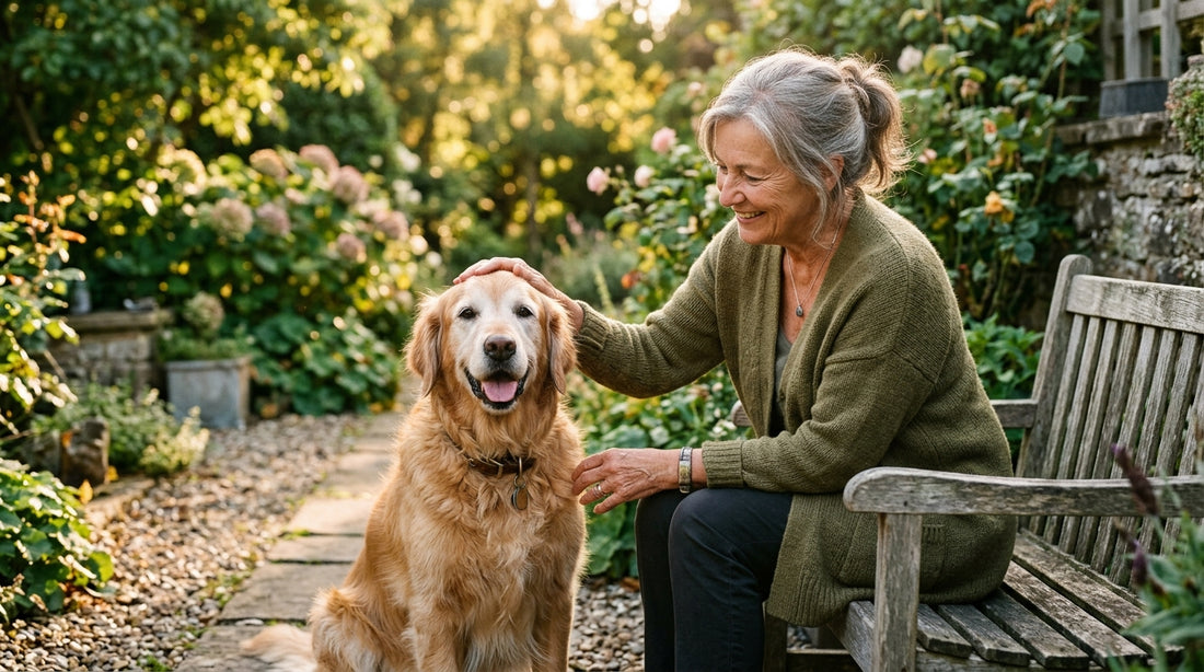 Senior dog with owner outdoors — best supplements for senior dogs